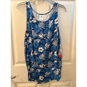 Disney Parks Hawaii Mickey Mouse Tropical Floral Blue Tank Top XL NWT